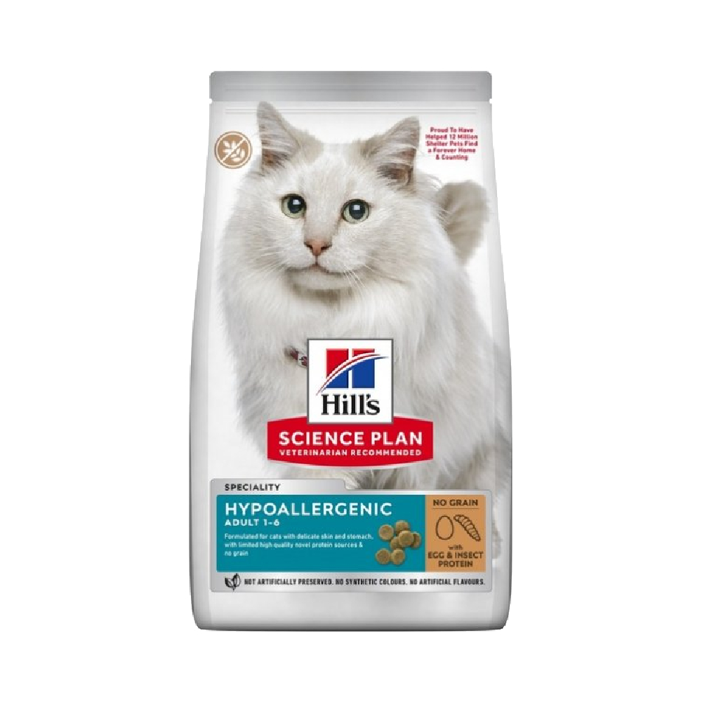 Hill’s Science Plan Hypoallergenic Adult Feline Food No Grain Egg & Insect Protein 1.5kg