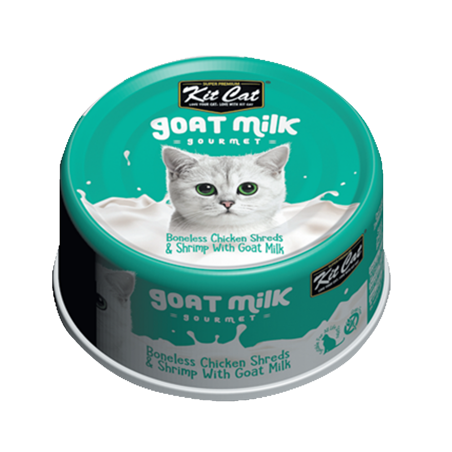 Kit Cat Boneless Chicken Shreds & Shrimp With Goat Milk 70g Can
