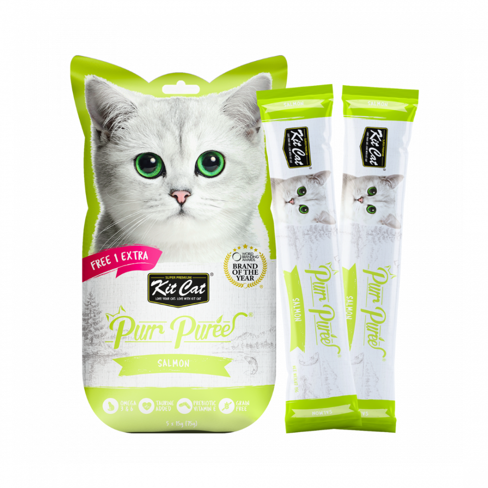 Kit Cat Purr Puree Liquid Treats for Cat – Salmon (15gx5 Sticks)