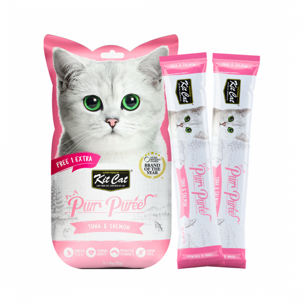 Kit Cat Purr Puree Liquid Treats for Cat – Tuna & Salmon (15gx5 Sticks)