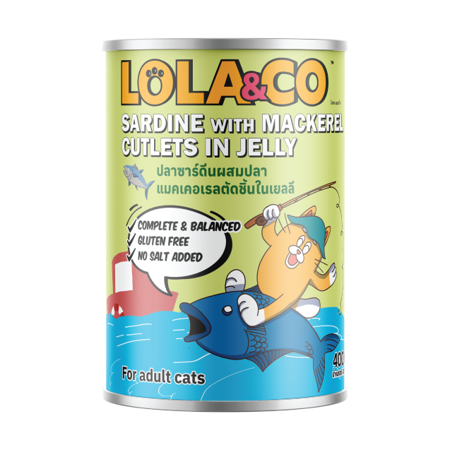 Lola & Co Sardine with Mackerel Cutlets In Jelly Cat Wet Food 400g Can