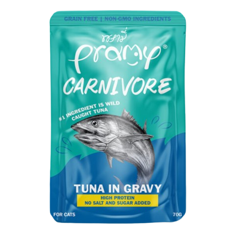 Pramy Carnivore Tuna in Gravy 70g Pouch