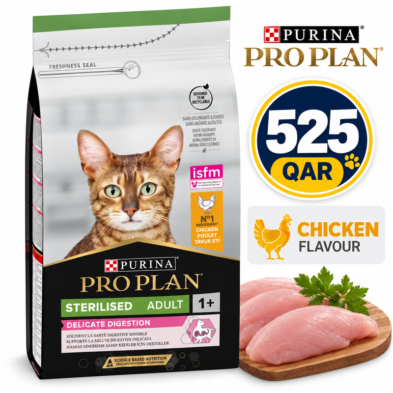 Purina Pro Plan Sterilised Adult Delicate Digestion, Dry Cat Food with Chicken, 10 kg