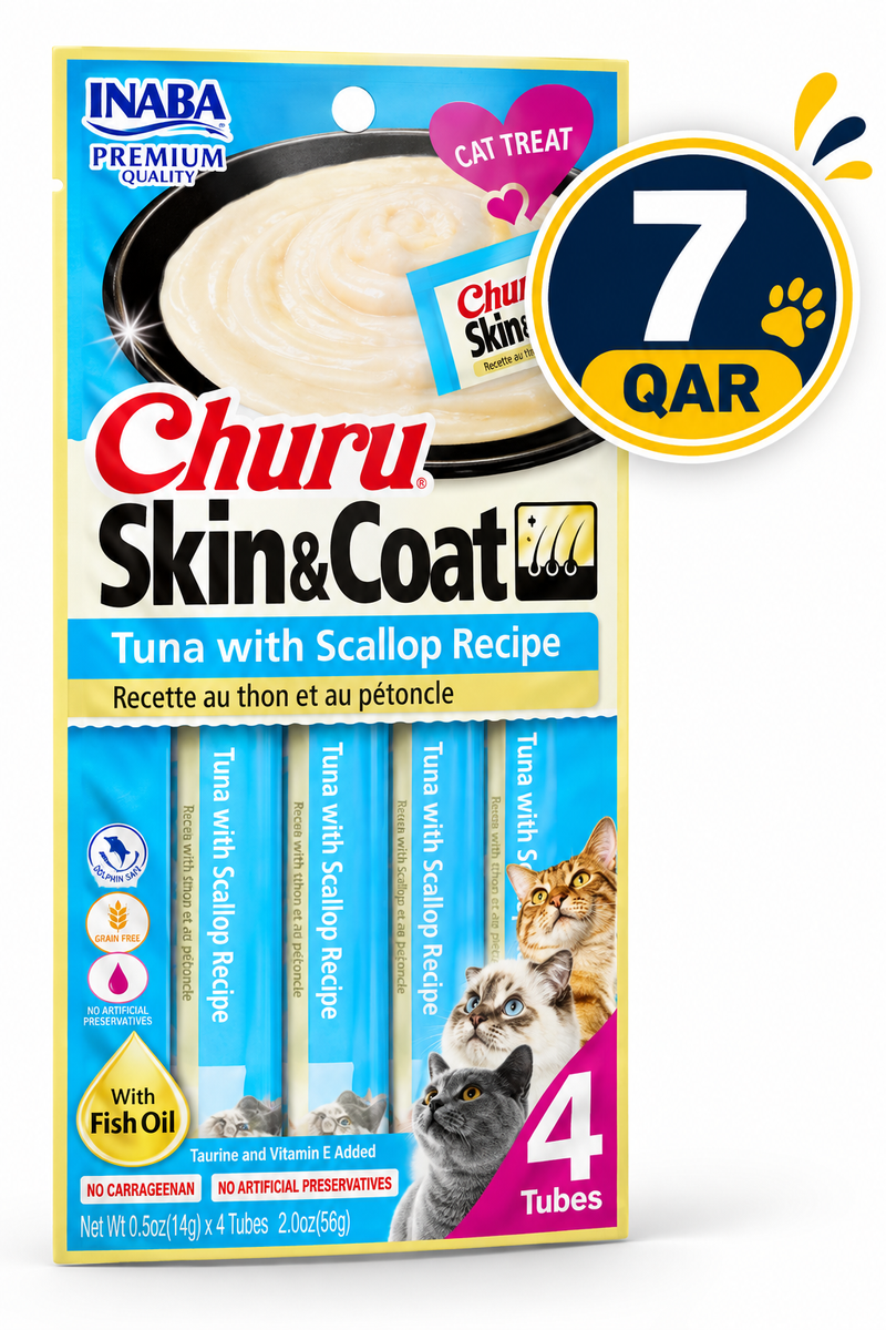 Churu Skin & Coat Tuna with Scallop Recipe 4 Tubes 56g — 56g