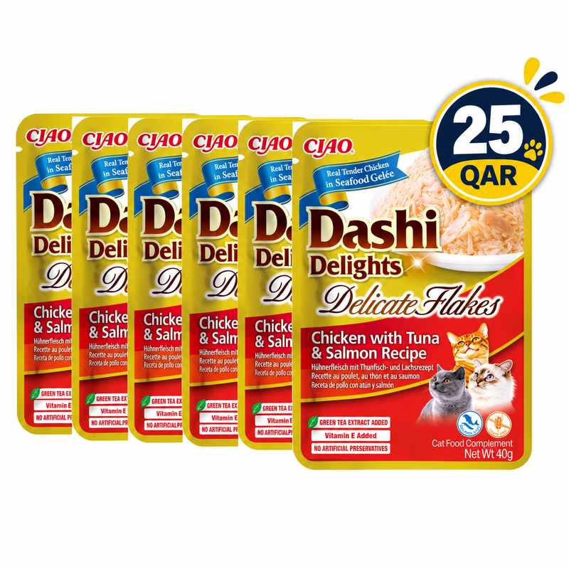 Dashi Delights Delicate Flakes Chicken with Tuna & Salmon Recipe 40gx6 pouches