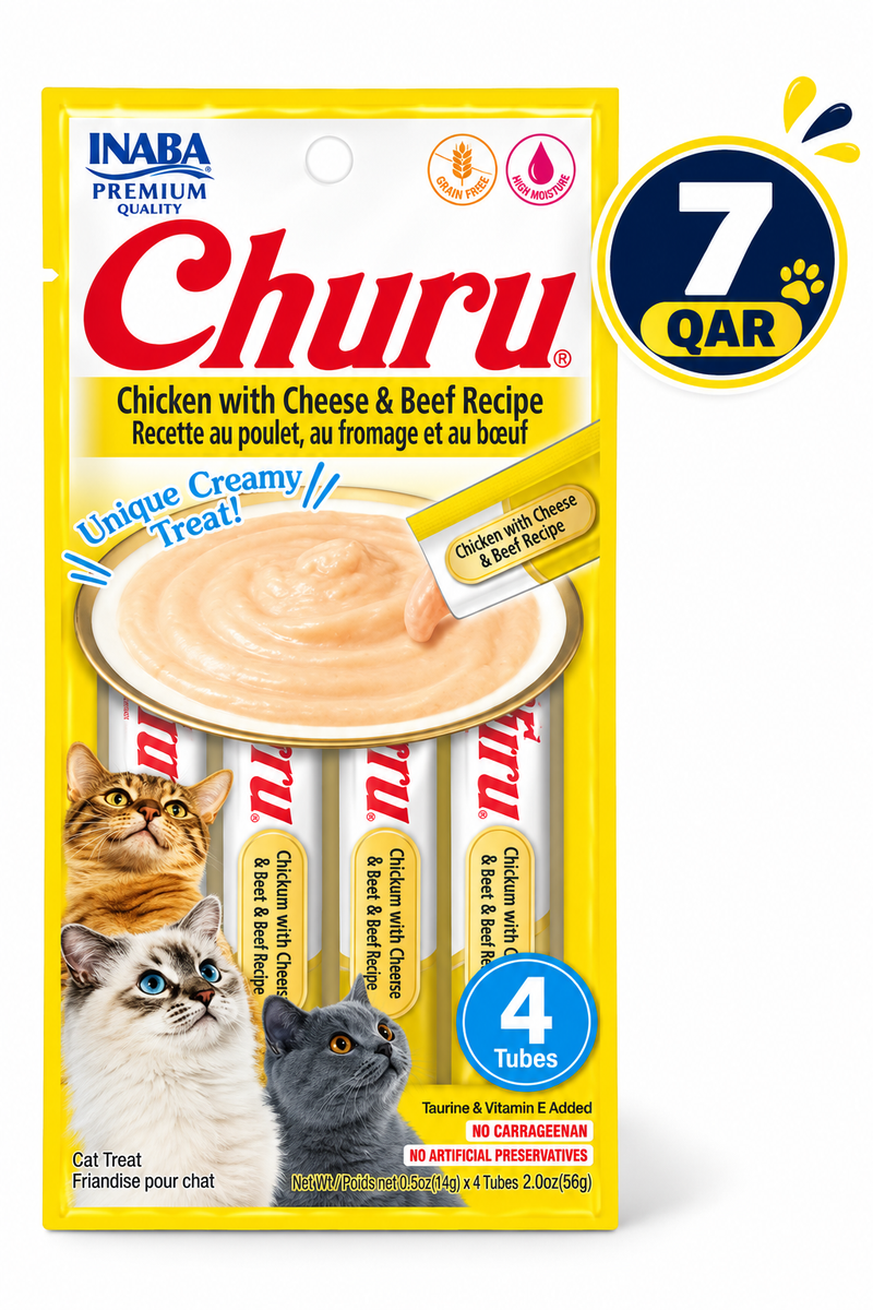 Churu Chicken with Cheese & Beef Recipe 4tubes 56g — 14gX4 Tubes