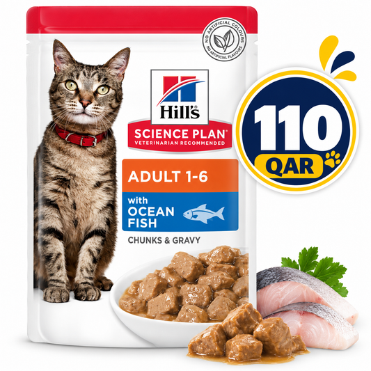 Hill's Science Plan Tender Chunks in Gravy AdultWet Feline Food Ocean Fish (Pouches) 85GX12