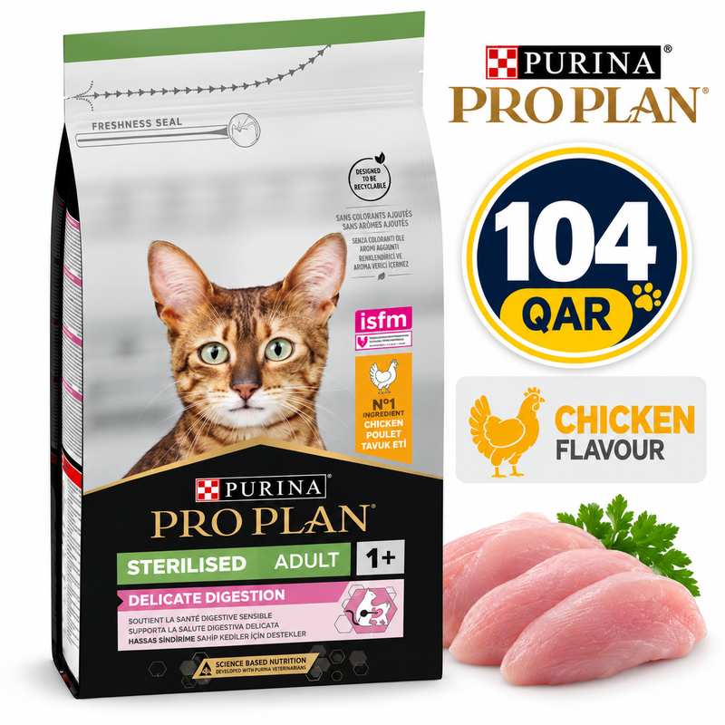 Purina Pro Plan Sterilised Adult Delicate Digestion, Dry Cat Food with Chicken, 1.5 kg