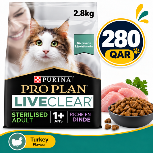 Pro Plan LiveClear Sterilised Adult, Allergen Reducing Dry Cat Food with Turkey 2.8 kg