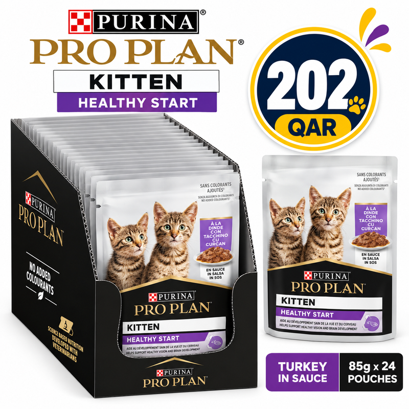 Purina Pro Plan Kitten Wet Cat Food, Turkey in Gravy, 26x85g Box