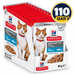 Hill’s Science Plan Sterilised Cat Adult Cat Wet Food With Trout Pouches 85gx12