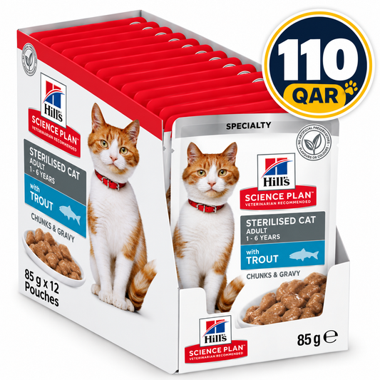 Hill’s Science Plan Sterilised Cat Adult Cat Wet Food With Trout Pouches 85gx12
