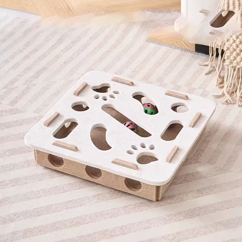 Cat Toy Treasure Hunt Puzzle Box -  Beige