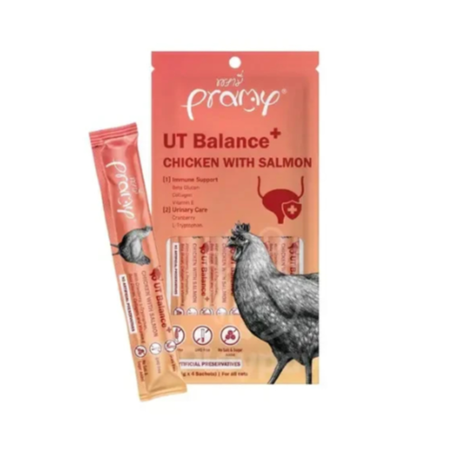 [Pack of 4 sachets] Cat lick treats, Pramy Smoothie Creamy, sachet size 14g UT Balance, Salmon & Chicken