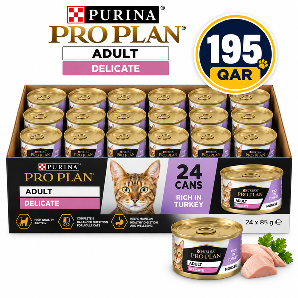 Purina Pro Plan Delicate Adult Wet Cat Food,  Mousse Turkey 24x85g Box