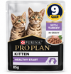 Purina Pro Plan Kitten Wet Cat Food, Turkey in Gravy MP4 85g