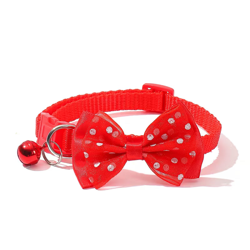 Pet Collar with Bell - Polka Dot Bow
