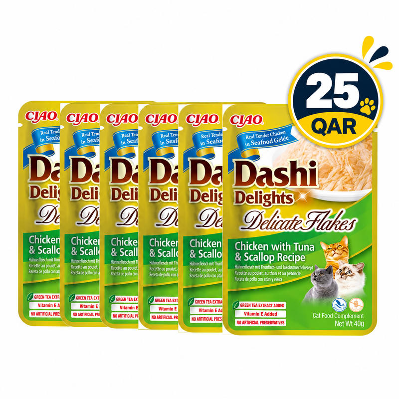 Dashi Delights Delicate Flakes Chicken with Tuna & Scallop Recipe 40g x6 pouches