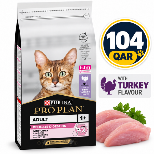 PRO PLAN DELICATE ADULT, DRY CAT FOOD WITH TURKEY, 1.5 KG