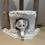 MARSEILLE – Pine Wood,  Plush & Jute Multi-Level  Design – Cats – Scratching  Tree – 49×49×122 cm