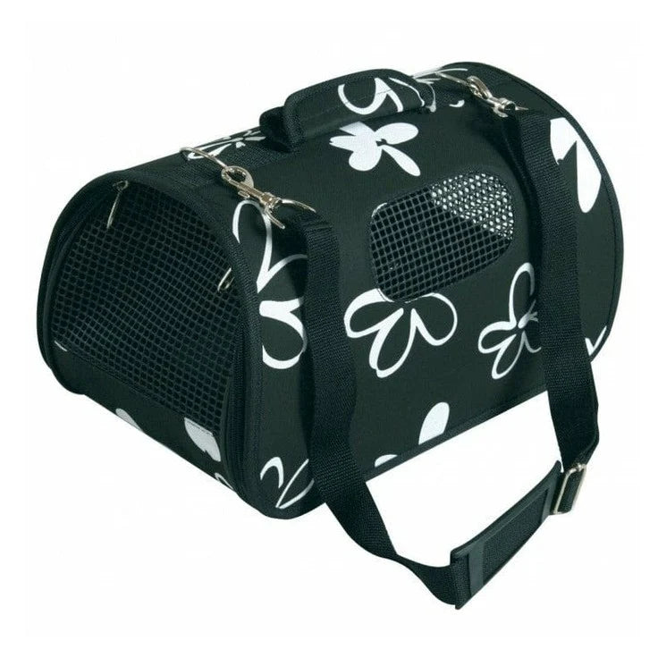 PET CARRIER FLOWER  BLACK SMALL