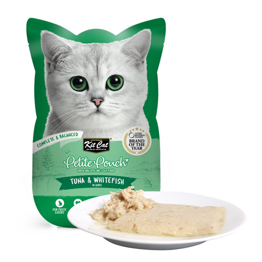 Kit Cat Petite Pouch Complete & Balanced In Aspic Tuna & Whitefish 70g