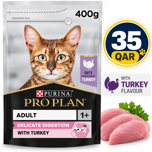 Purina Pro Plan Adult Delicate Digestion, Dry Cat Food with Turkey, 400g