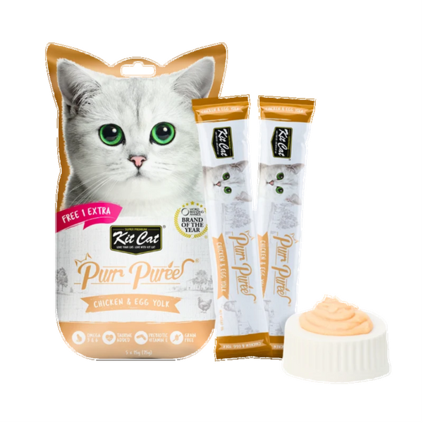 Kit cat purr puree liquid treats for cat Chicken & Egg yoke (15gx5 sticks).