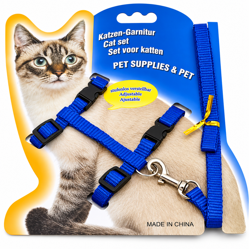 Cat Harness & Leash Kit Blue