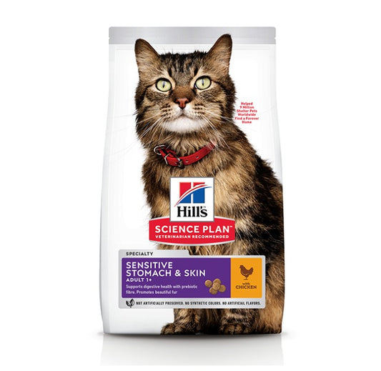 Hill’s Science Plan Sensitive Stomach & Skin Adult Cat Food With Chicken (3kg)