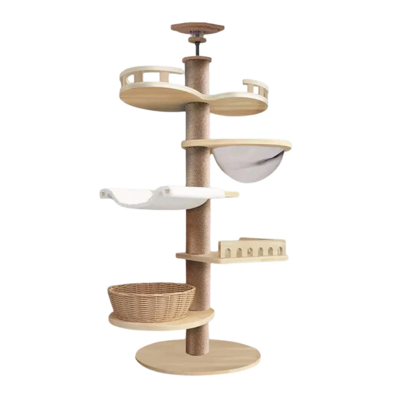Floor-to-Ceiling Cat Tree – Multi-Level Tower with Hammock & Sisal for Cats 40×40×255–265 cm