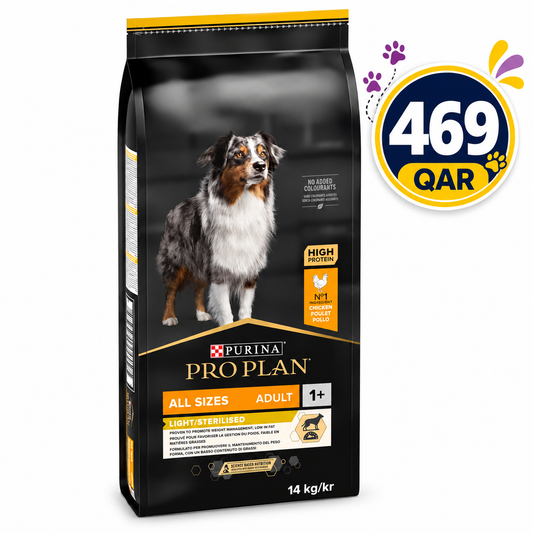 PRO PLAN LIGHT STERILISED ALL SIZES ADULT,14KG CHICKEN