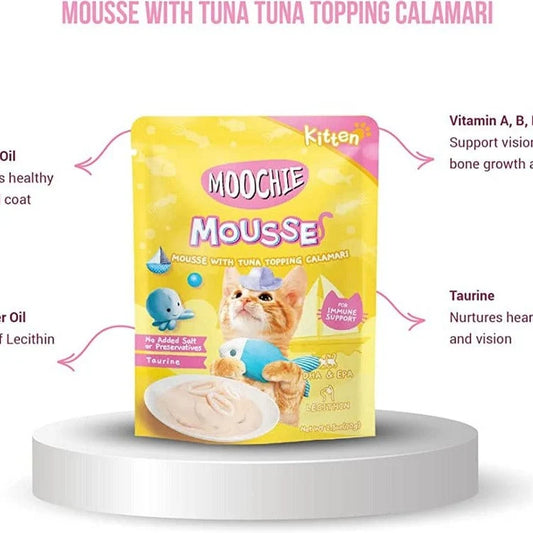 Moochie Kitten Tuna With Topping Calamari Mousse 70G Pouch