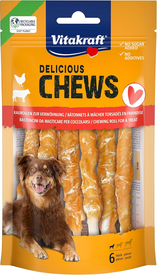 Vitakraft Dog Treat Chews Deli, Chew Roll with Chicken 6pcs 70g