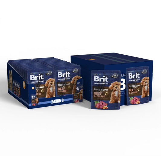 Brit Premium by Nature Dog, Fillets in Gravy with Beef & Carrot 24x85 g