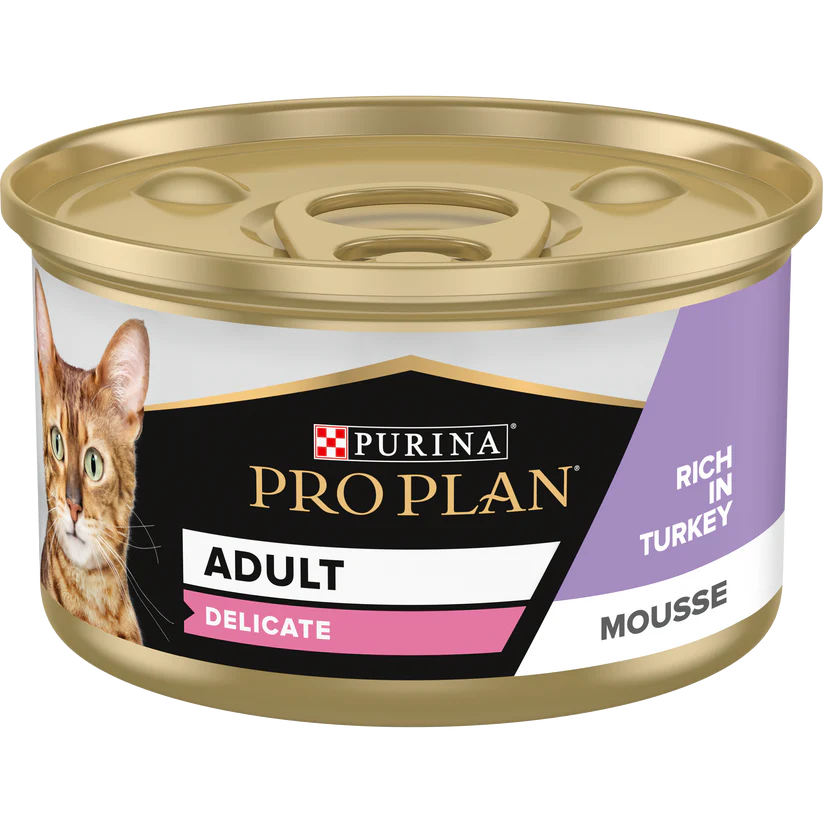 Purina Pro Plan Delicate Adult Wet Cat Food,  Mousse Turkey 24x85g Box
