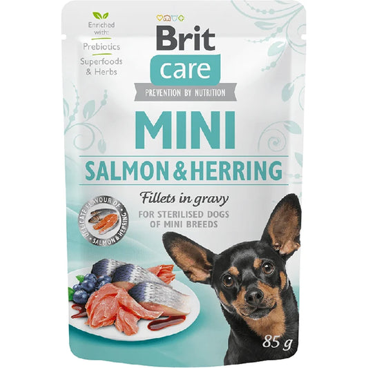 Brit Care Mini Salmon&Herring sterilised fillets in gravy  85g