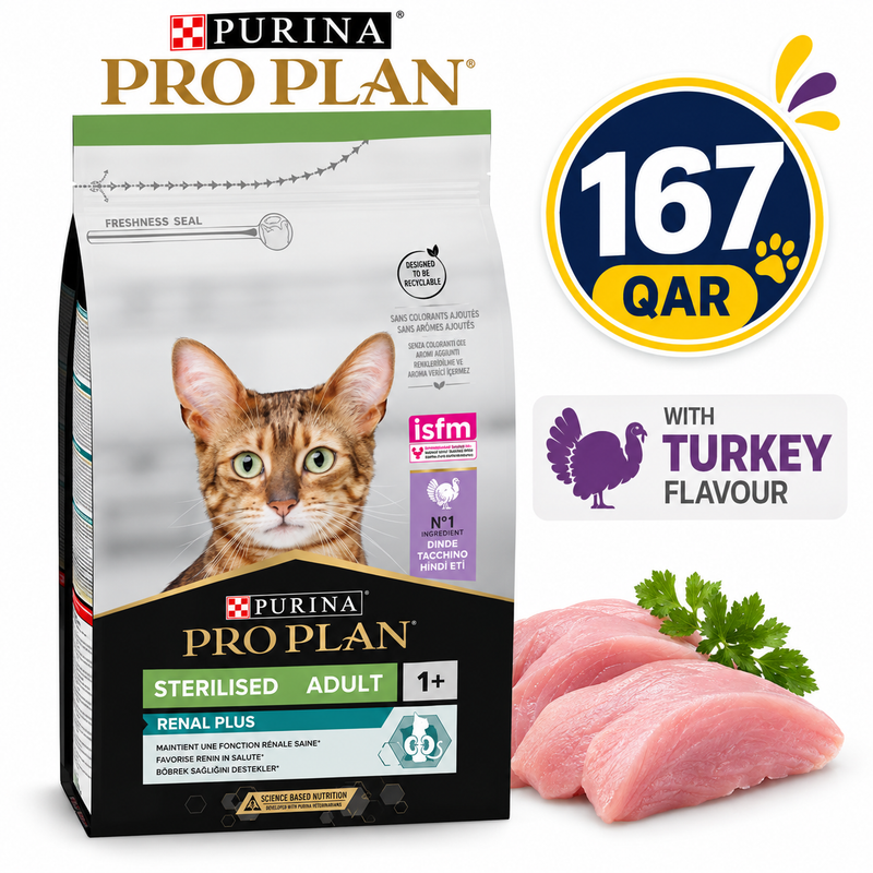 Purina Pro Plan Sterilised Adult Renal Plus, Dry Cat Food with Turkey, 3 kg