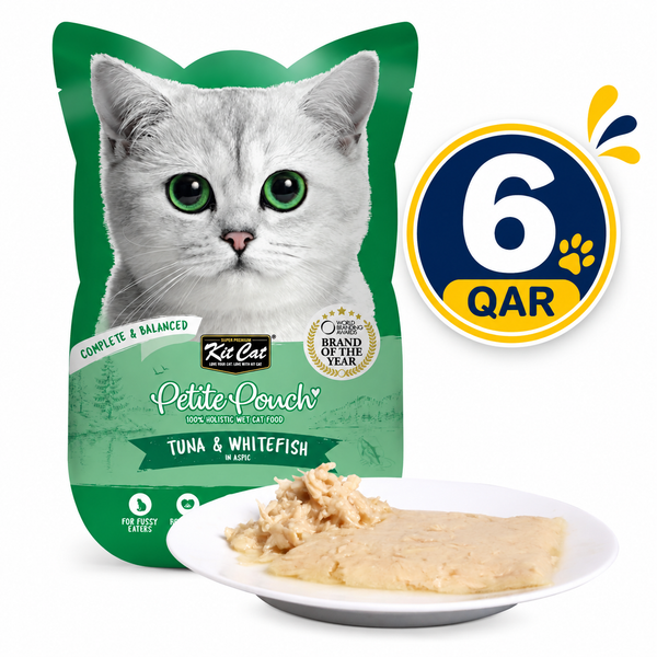 Kit Cat Petite Pouch Complete & Balanced In Aspic Tuna & Whitefish 70g