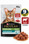 Purina Pro Plan Sterilised Adult Wet Cat Food, Beef in Gravy 85g