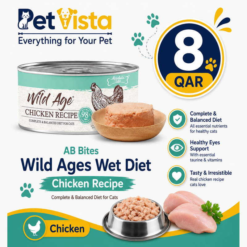 AB Bites Wild Ages Complete Wet Diet – Chicken Recipe 80g Can