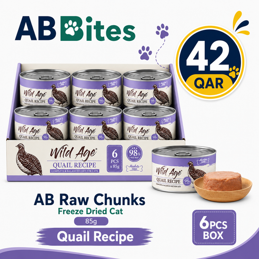 AB Bites Wild Ages Complete Wet Diet – Quail Recipe 80gx6pcs