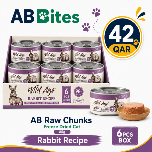 AB Bites Wild Ages Complete Wet Diet – Rabbit Recipe 80gx6pcs