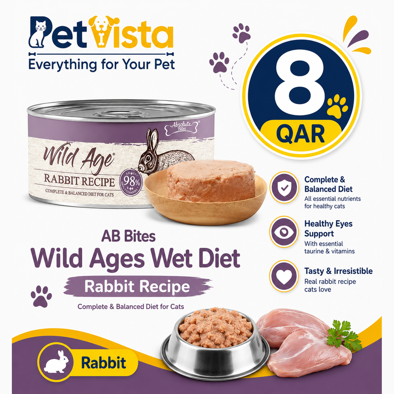 AB Bites Wild Ages Complete Wet Diet – Rabbit Recipe 80g Can