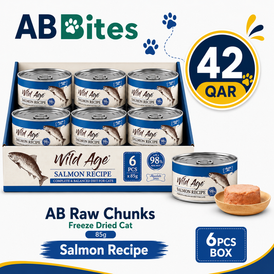 AB Bites Wild Ages Complete Wet Diet – Salmon Recipe 80gx6pcs