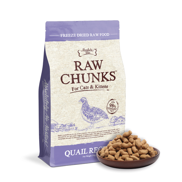 AB Raw Chunks Freeze Dried Cat 150g – Quail Recipe