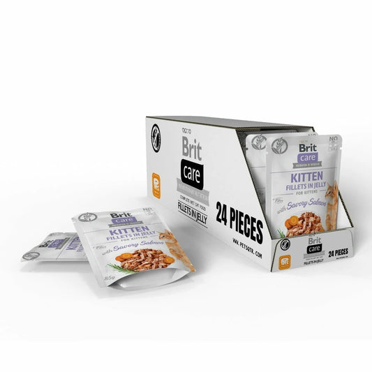 Kitten Fillets In Jelly With Savory Salmon 24X85G Brit Care (EX)
