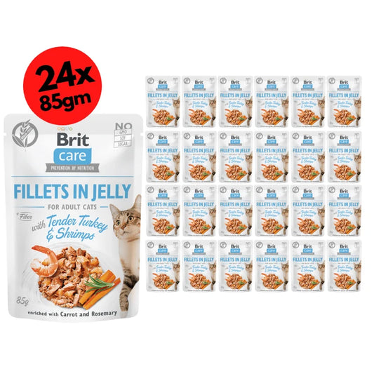 Brit Care Cat Fillets in Jelly with Tender Turkey & Shrimps 24x85g
