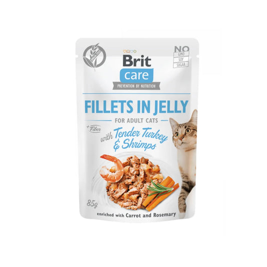Brit Care Cat Fillets in Jelly with Tender Turkey & Shrimps 85 g
