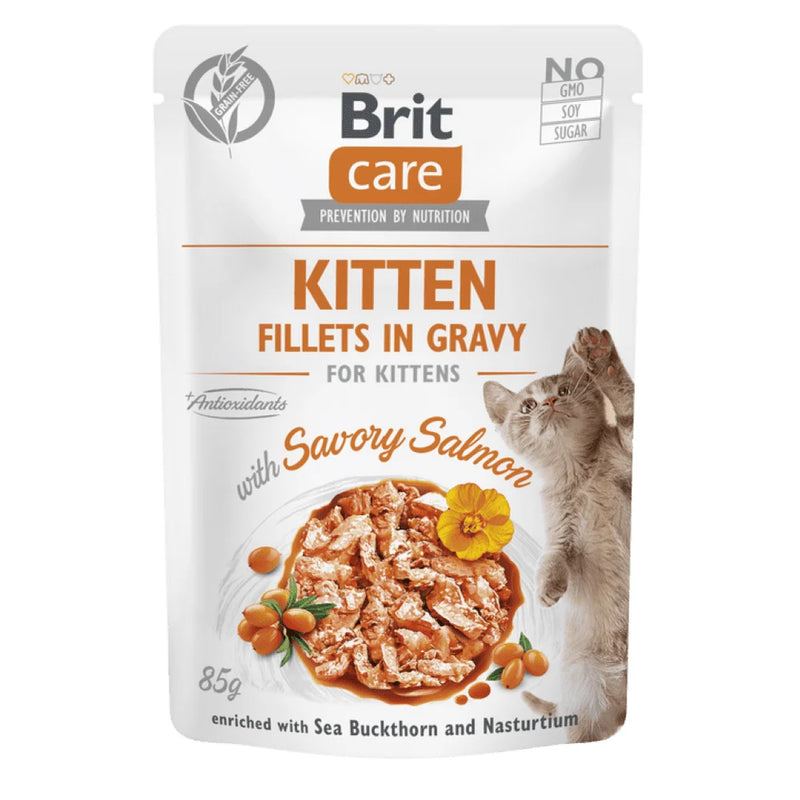 Brit Care Cat Kitten. Fillets in Gravy with Savory Salmon 85 g (EX)